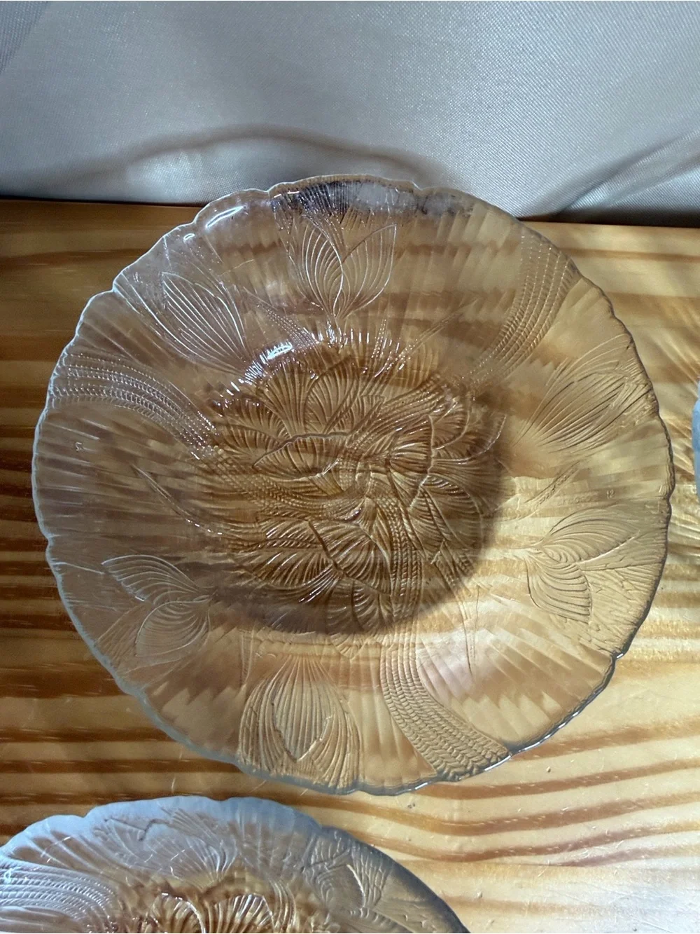 Vintage Arcoroc France Canterbury Crocus Glass 6” Salad Bowls Set of 4 MCM
